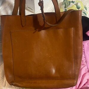 Madewell Medium Transport Tote English Saddle Brown Leather Shoulder Bag